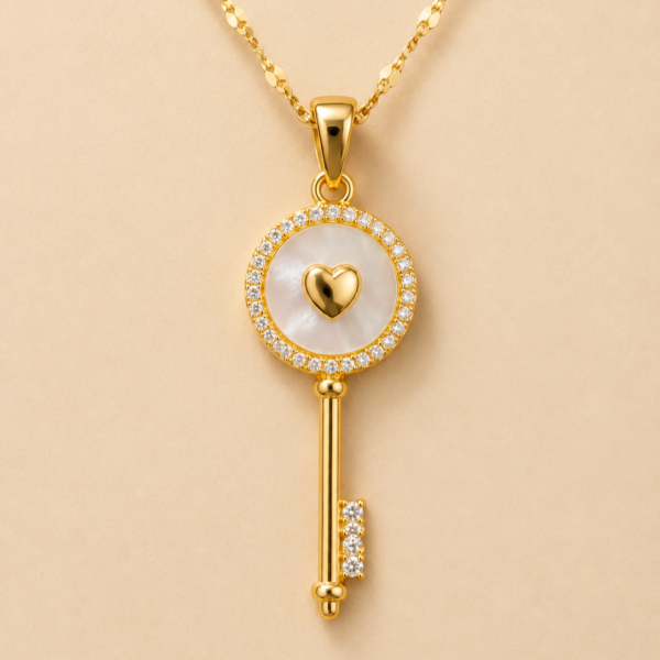 Heart Key Charm Necklace
