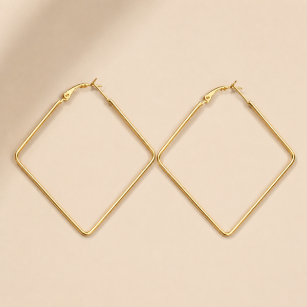 Golden Frame Hoops Earrings