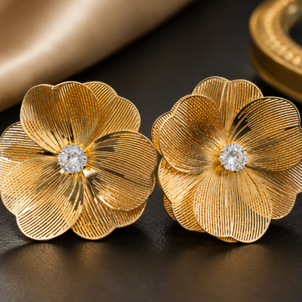 Golden Rose Pearl Earrings