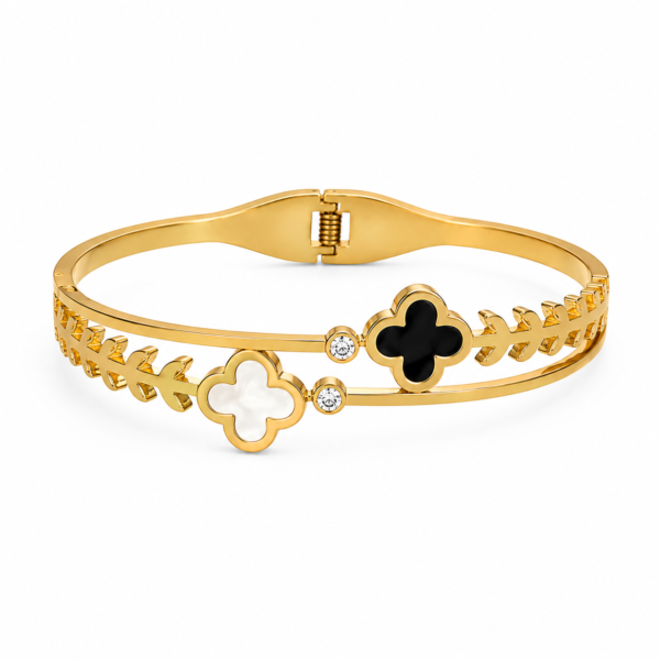18K Gold Plated Clover Bracelet for Women | Anti Tarnish Stainless Steel Bangle
