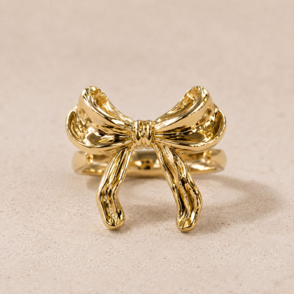 Anti Tarnish Gold Bow Ring for Women | Adjustable Bow Knot Statement Ring