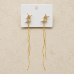 ZEYBLING Anti Tarnish Gold Star Tassel Drop Earrings for Women